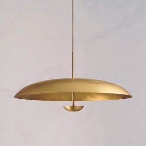 A hanging golden pendant light